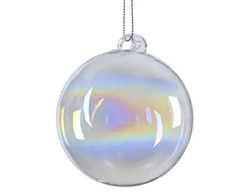 Pallina di Natale in Vetro Trasparente Iridescente con Spirale Ø12 cm Decoris Kaemingk