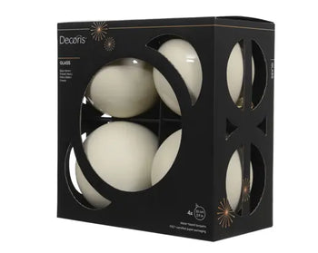 Set 4 Palline di Natale in Vetro Bianco Lana Ø10 cm Lucide e Opache Decoris Kaemingk
