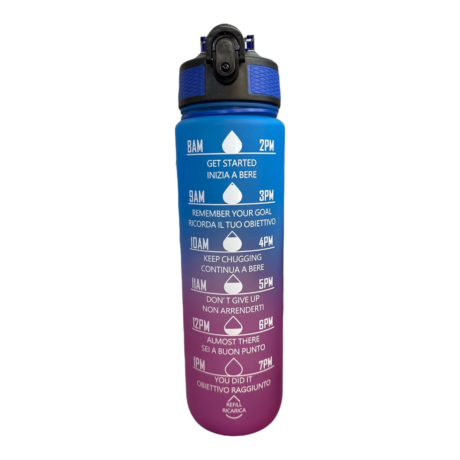 Enerbone Borraccia Motivazionale 907 G Con Indicatore Del Tempo E Cannuccia – Rosa/Verde, Senza BPA - 2