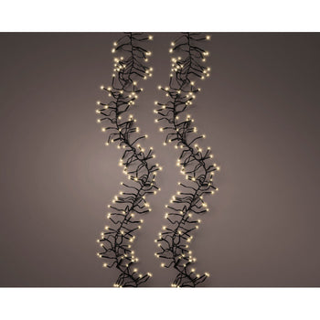 Catena di Luci di Natale LED Cluster 10,5 Metri (1050cm) Luce Soft Gold (Oro Morbido) con 8 Funzioni | Kaemingk