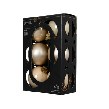 Box 6 Palline di Natale in Vetro D.8cm Colore Pearl (Perla) | Confezione EcoBox Kaemingk