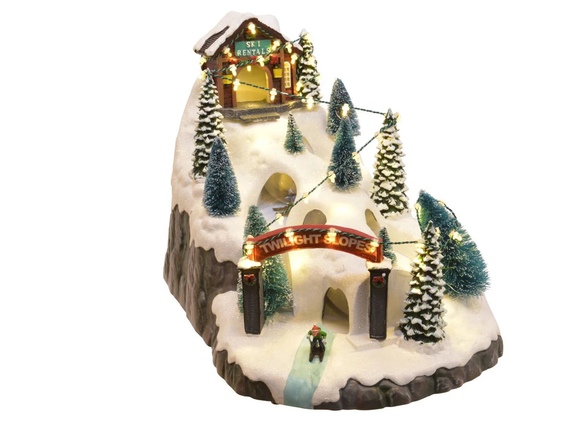 Scenografia Natalizia Luminosa LED Pista da Sci 14x21x19cm H con Scenografia e Luci Multicolori Colours Multi | Kaemingk
