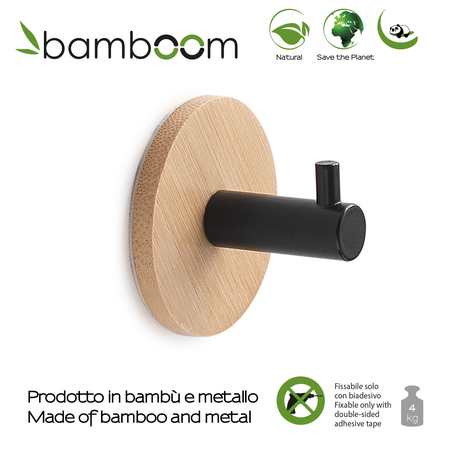 Appendiabiti singolo bambù e nero Juncos Gedy