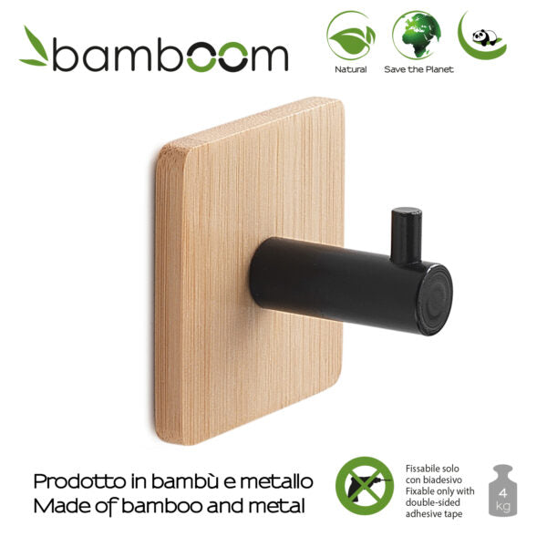 Appendiabiti singolo bambù e nero Juncos Gedy
