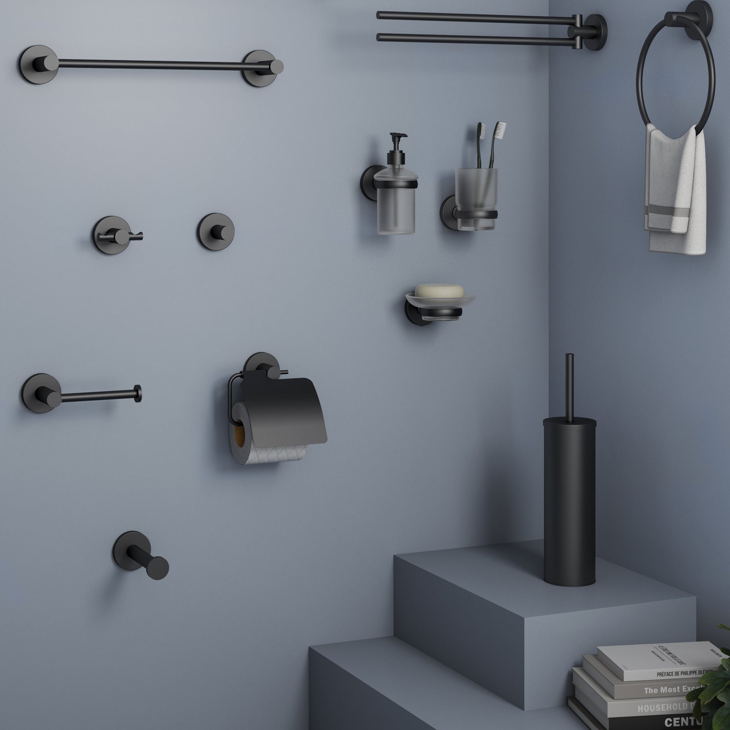 Porta sapone nero Felce Plus Gedy