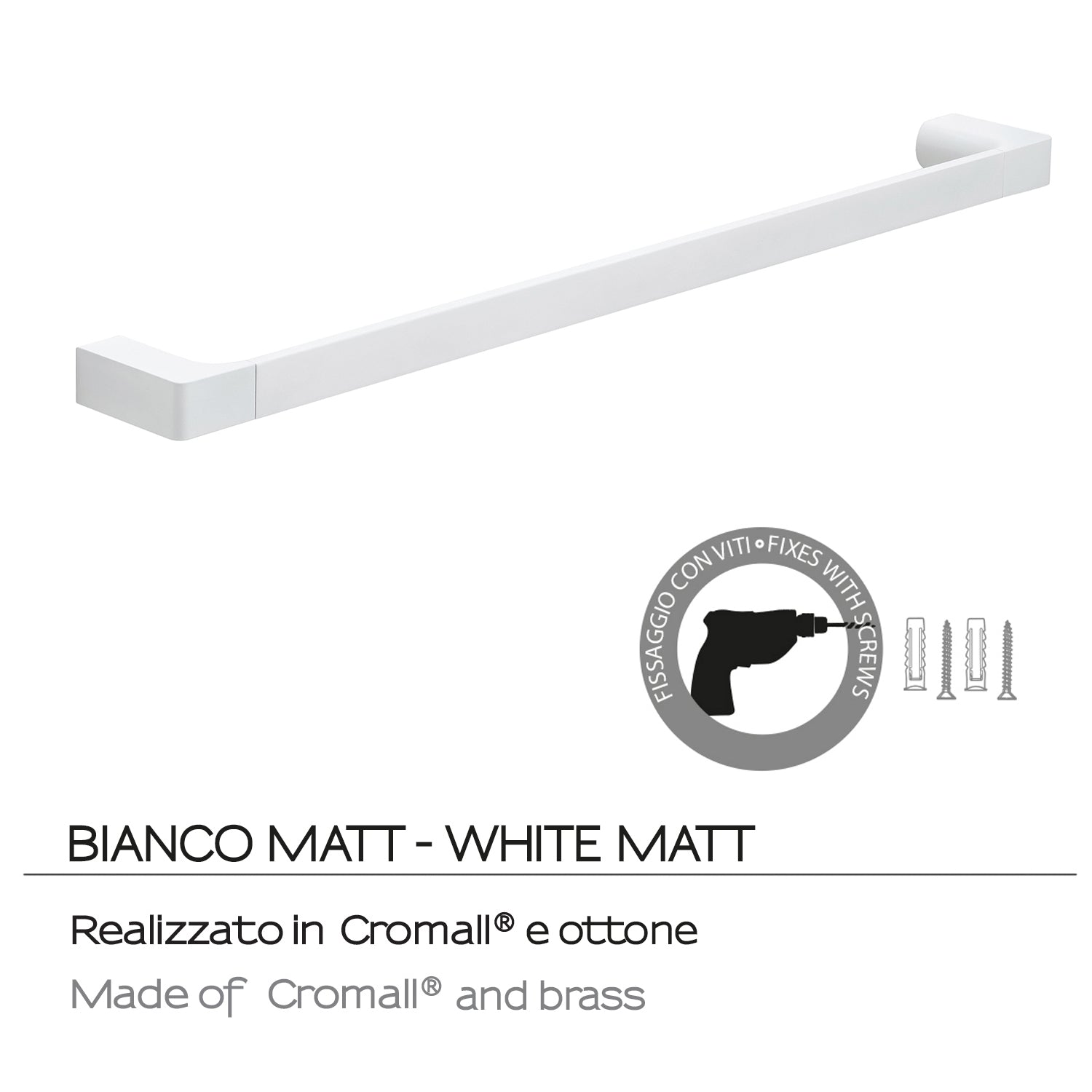 Portasalviette da bagno 60cm bianco Pirenei Gedy