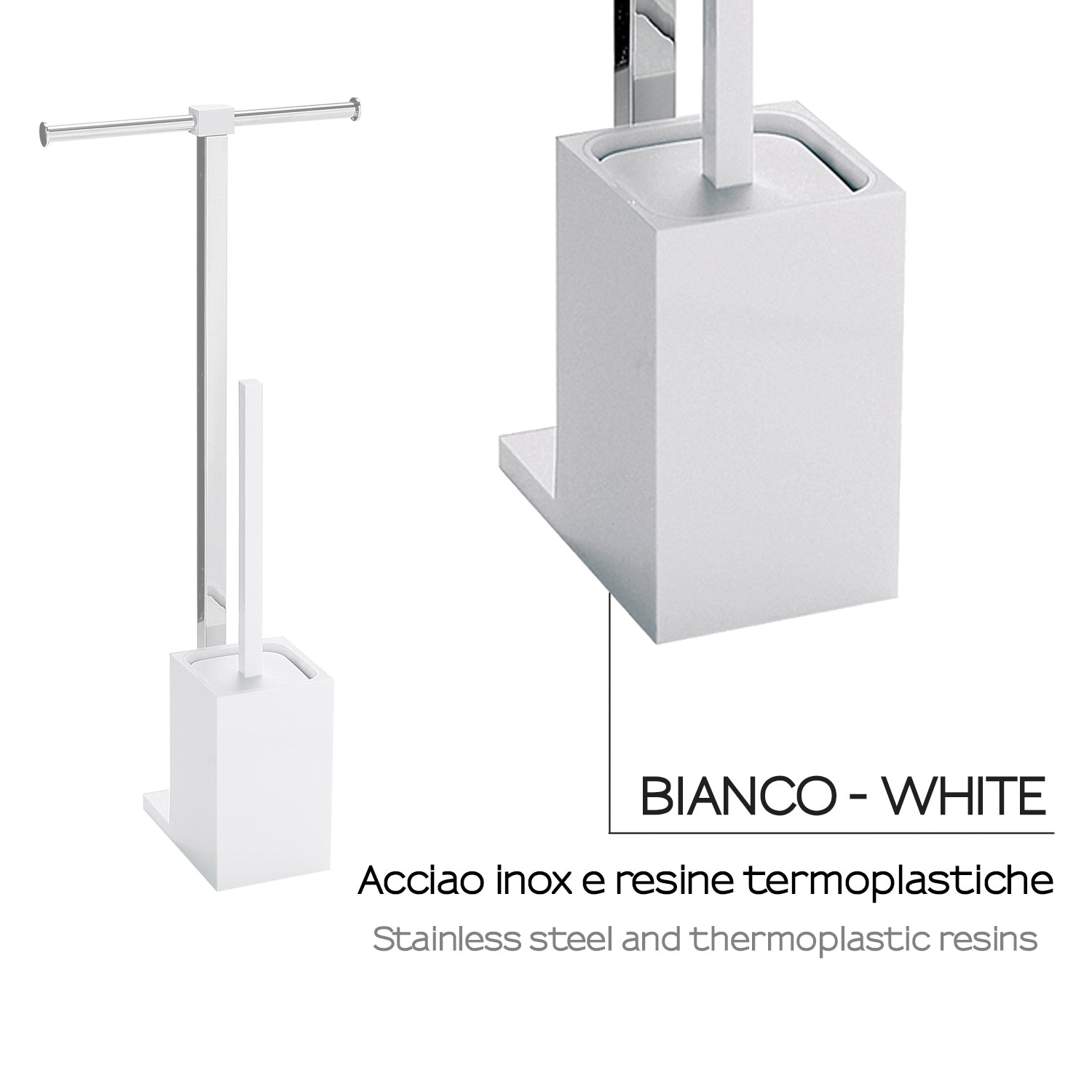 Piantana portarotolo e scopino wc, inox, linea 