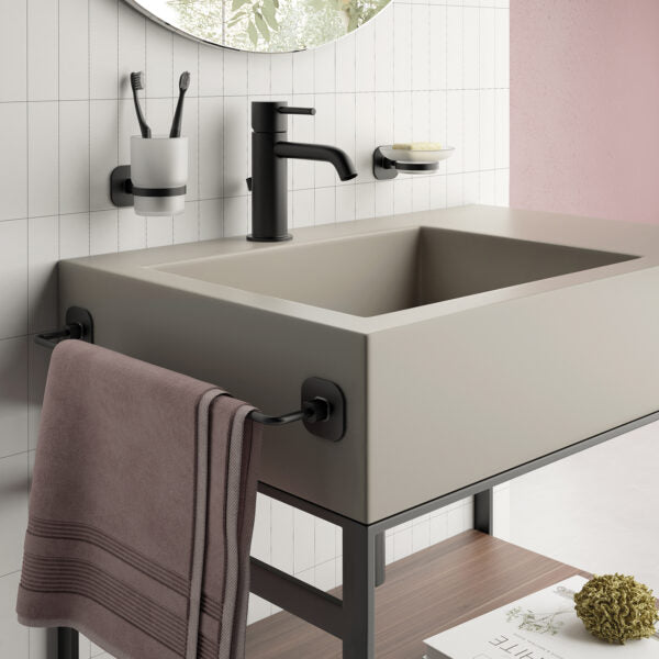 Porta spazzolini nero Teide Gedy