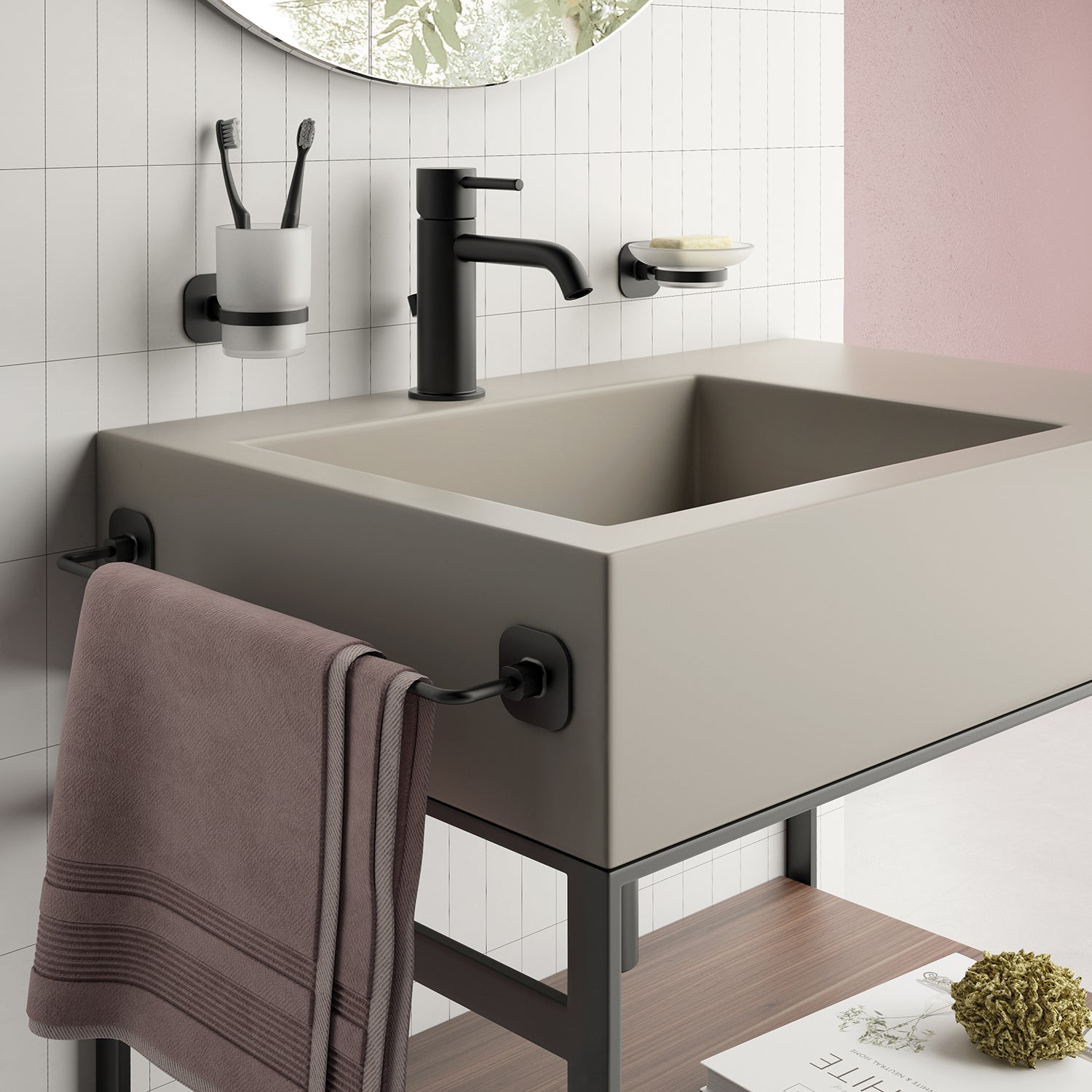 Portasalviette 60cm nero Teide Gedy