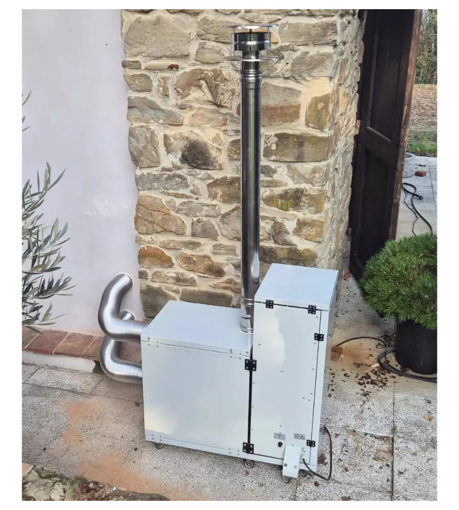 Stufa a Pellet Esterna Pirox Turbopellet 11 kW Bianca, Riscaldamento Senza Canna Fumaria | CS Termos