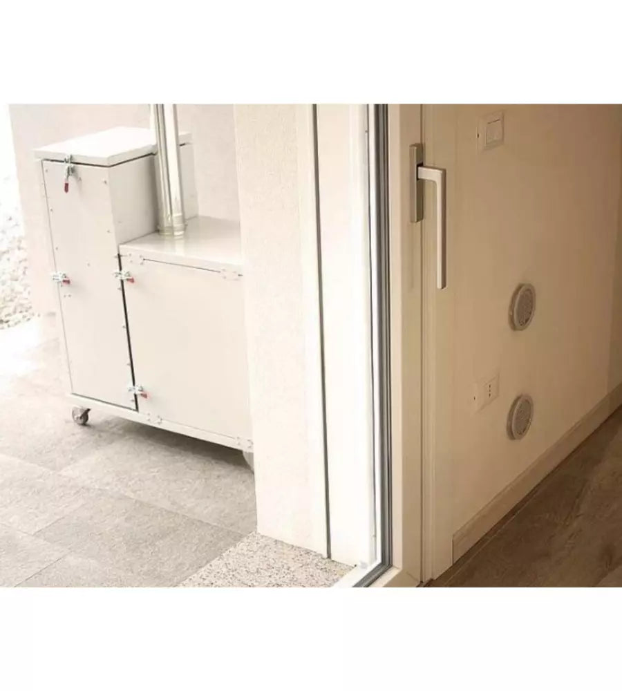 Stufa a Pellet Esterna Pirox Turbopellet 11 kW Bianca, Riscaldamento Senza Canna Fumaria | CS Termos