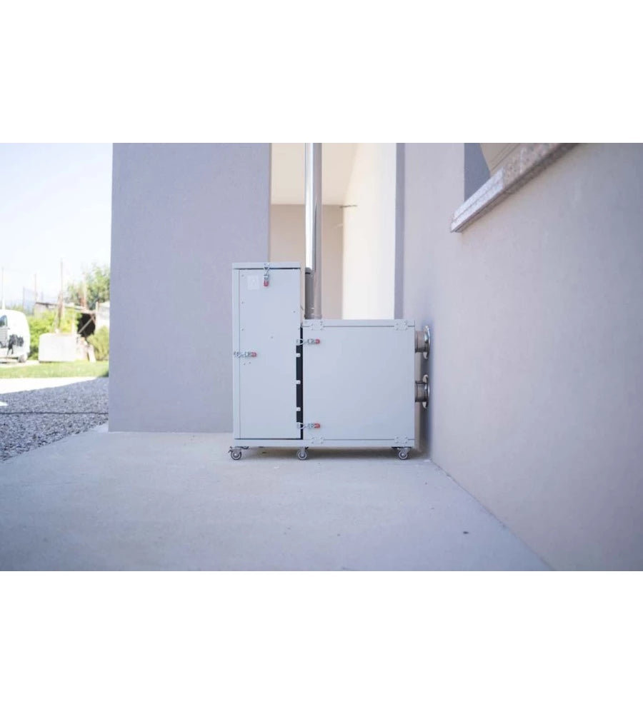 Stufa a Pellet Esterna Pirox Turbopellet 11 kW Bianca, Riscaldamento Senza Canna Fumaria | CS Termos