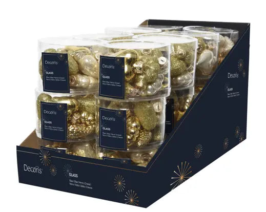 Box 12 Figure Natalizie Assortite Mix Gold Pearl in Vetro | Kaemingk