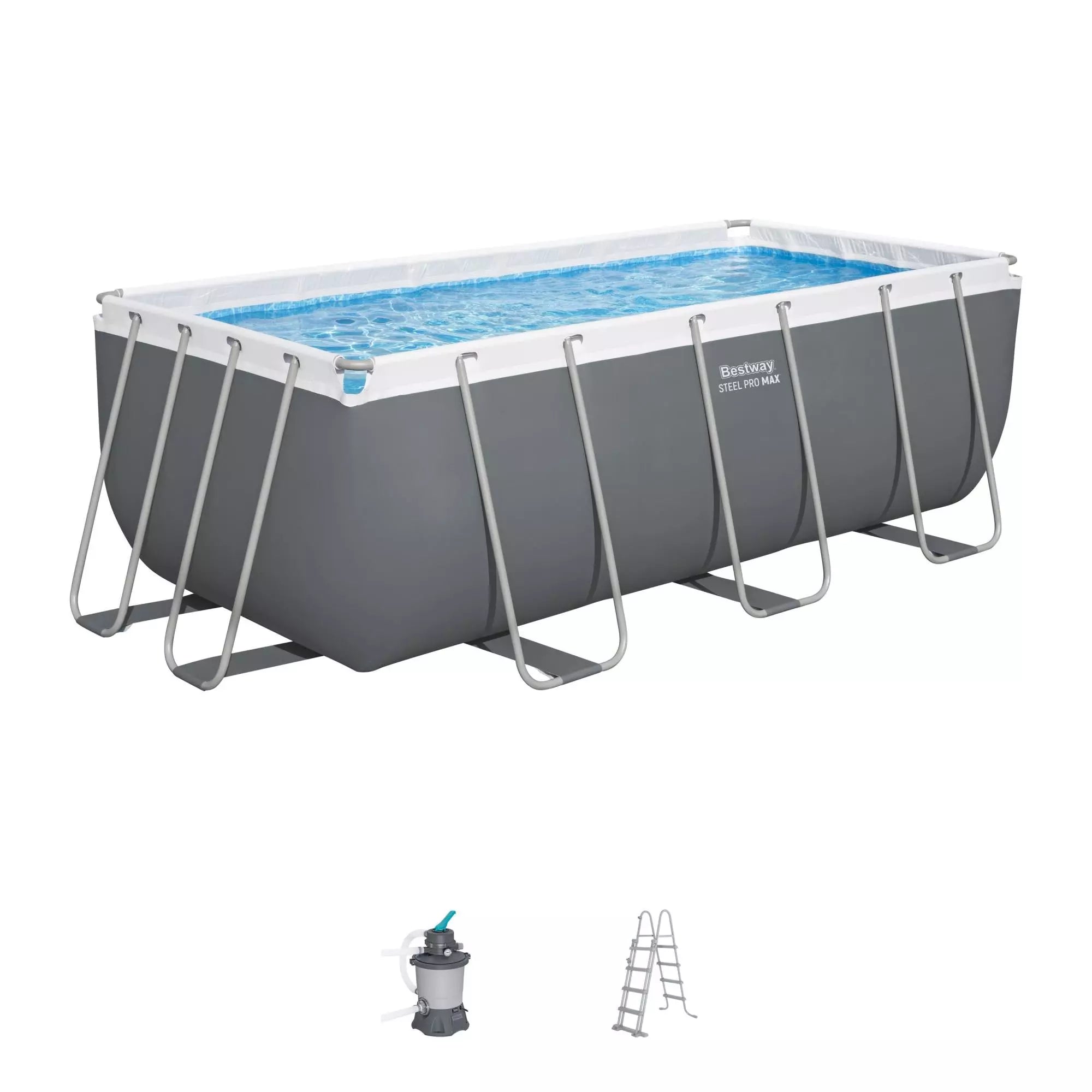 Piscina rettangolare fuori terra Bestway Power Steel 412x201x122 cm con filtro a sabbia