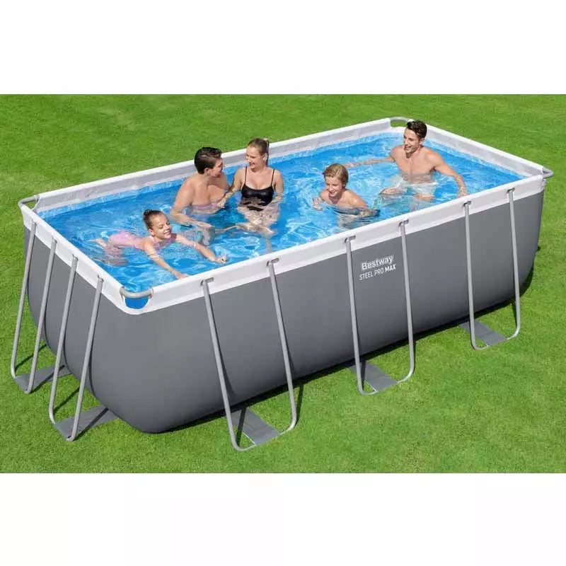 Piscina rettangolare fuori terra Bestway Power Steel 412x201x122 cm con filtro a sabbia