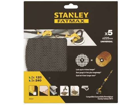 5 dischi abrasivi per levigatrice per muro Stanley