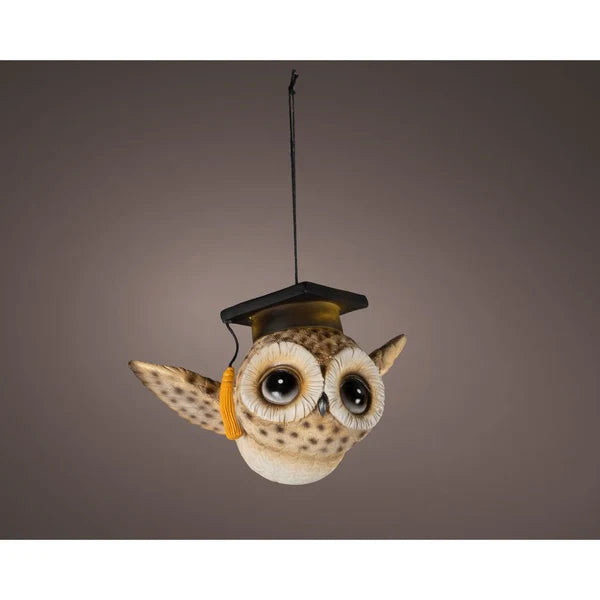 Mini Gufo Decorativo con LED in Resina 10,5x16x9,5 cm Kaemingk – Decorazione Natalizia Luminosa