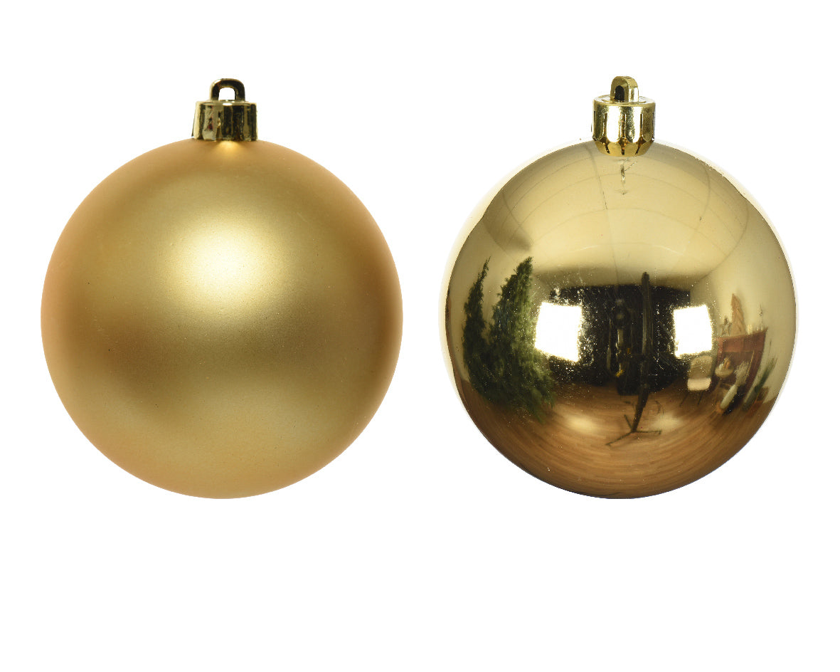 Set 4 palline natale, diametro 10cm, oro opaco e lucido Kaemingk