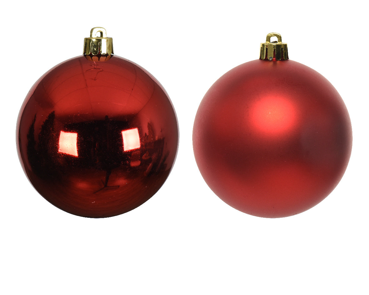 Set 4 palline natale, diametro 10cm, rosso opaco e lucido Kaemingk