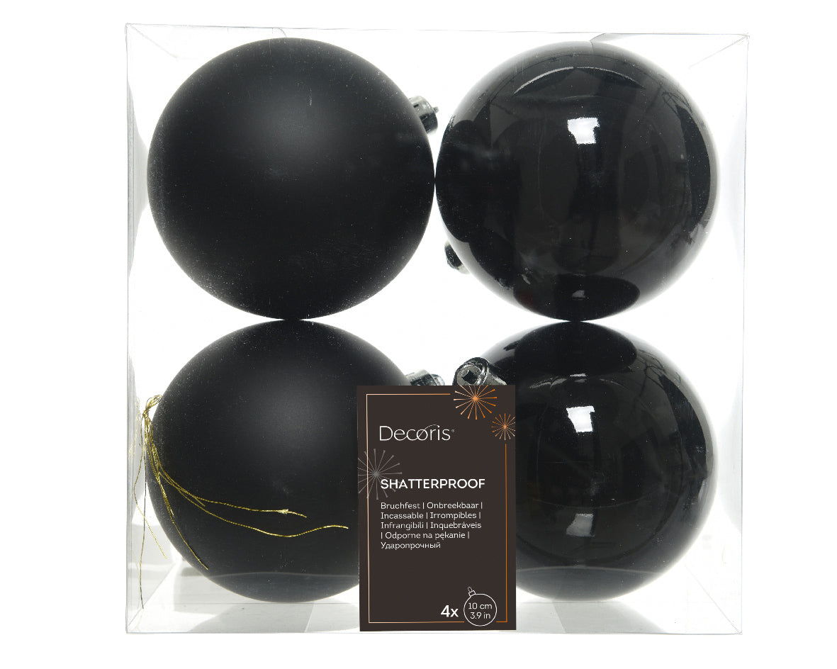 Set 4 palline di natale diametro 10cm colore nero Kaemingk