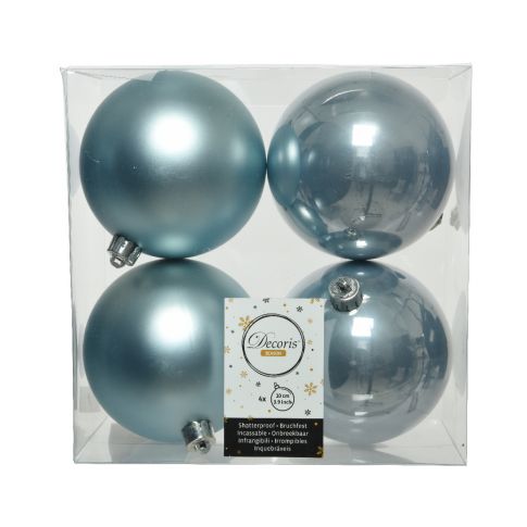 Palline di natale set 4 pezzi azzurro diametro 10cm Kaemingk