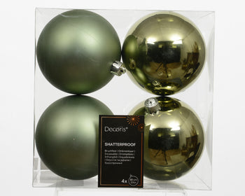 Set 4 palline di natale diametro 10cm colore verde Kaemingk