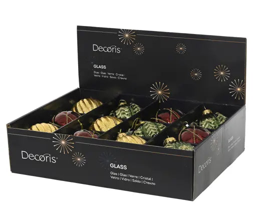 Pallina Natalizia in Vetro Lucida Shiny Glitter Assortita 3 Modelli (3ASS) | Kaemingk