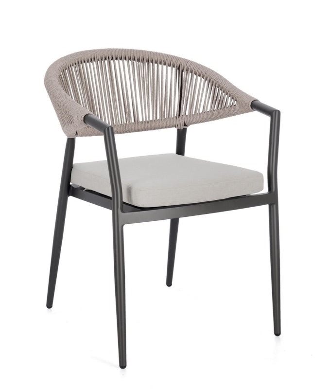Sedia per interni ed esterni moderna colore antracite khaki 