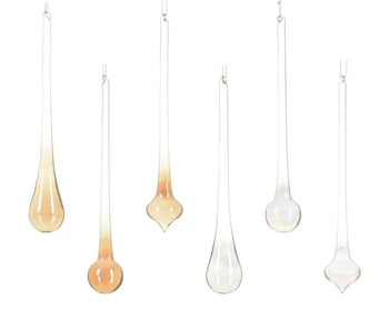 Pendaglio Natalizio in Vetro Trasparente Iridescente e Ambra H30 cm – 6 Modelli Assortiti Decoris Kaemingk