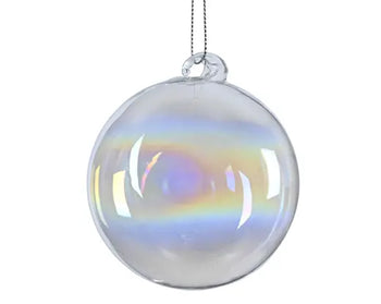 Pallina di Natale in Vetro Trasparente Iridescente con Spirale Ø10 cm Decoris Kaemingk