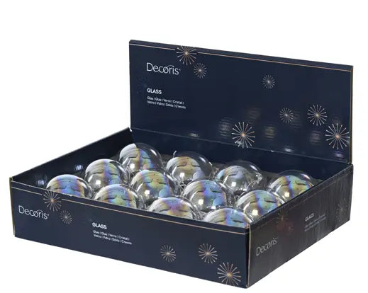 Pallina di Natale in Vetro Trasparente Iridescente con Spirale Ø10 cm Decoris Kaemingk