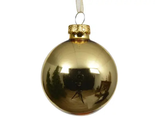 Pallina Natalizia in Vetro Diametro 8cm Colore Oro Chiaro Light Gold | Kaemingk