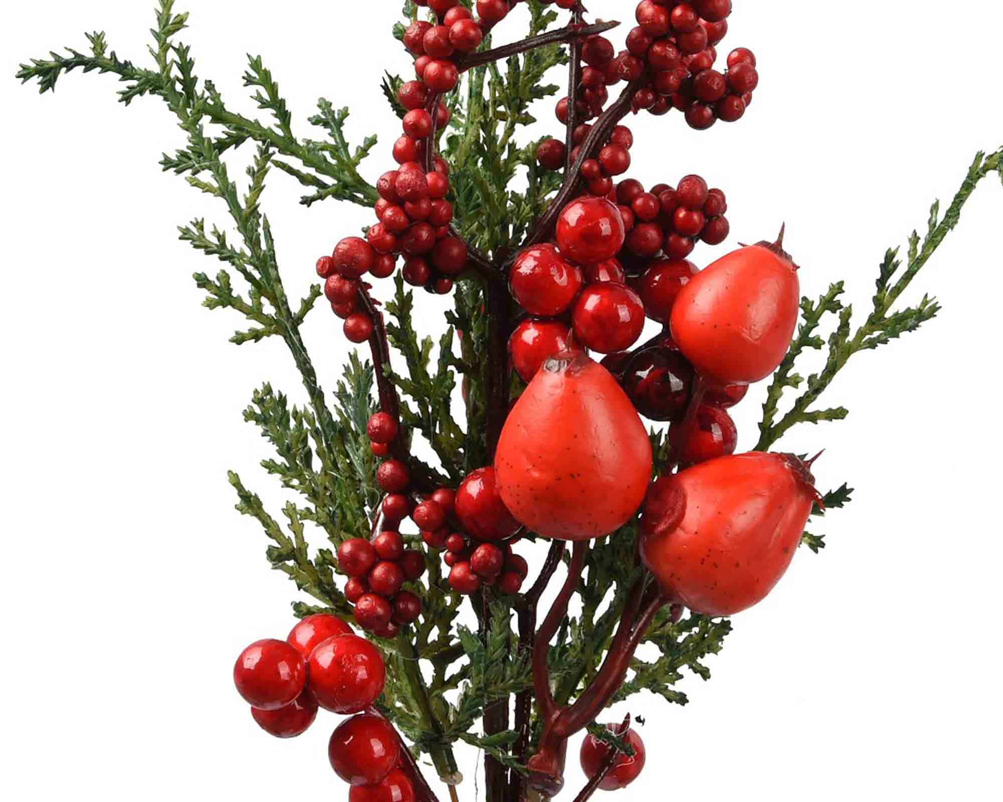 Mazzetto Decorativo Natalizio H.25cm con Clip e Bacche Rosse per Interno Indoor | Kaemingk
