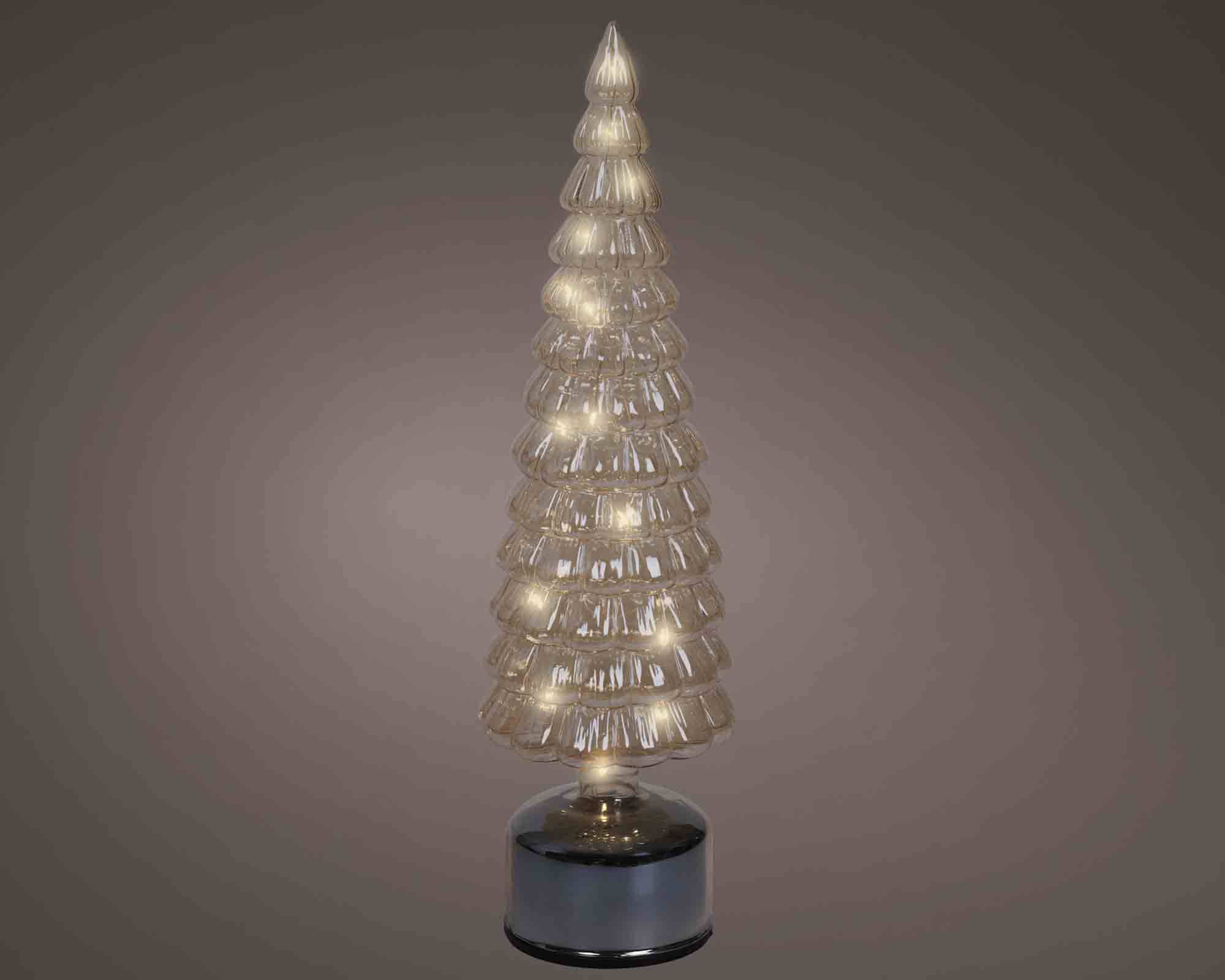 Albero Decorativo Natalizio H.39cm in Vetro con Micro LED Colore Ambra e Luce Bianco Caldo | Kaemingk