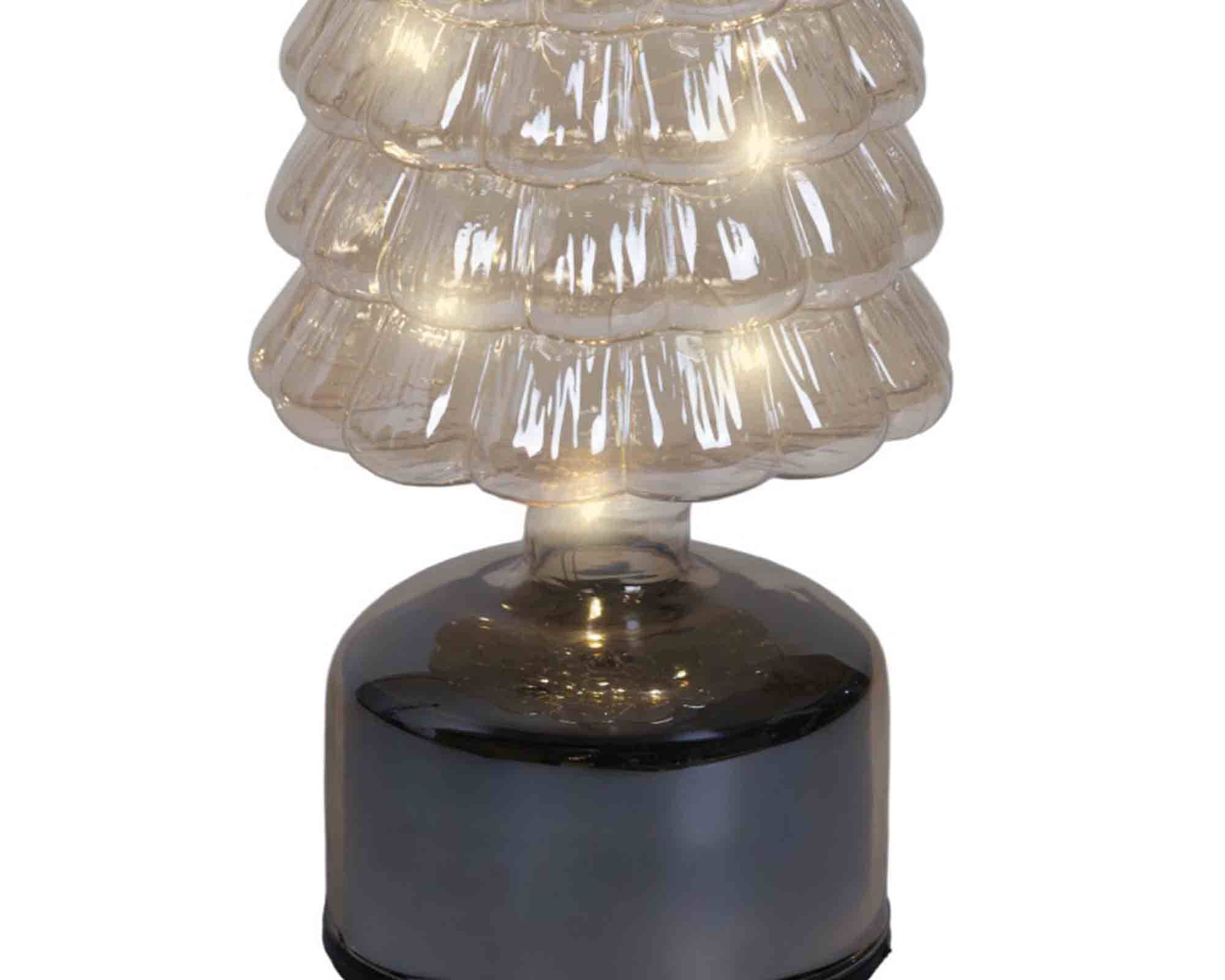 Albero Decorativo Natalizio H.39cm in Vetro con Micro LED Colore Ambra e Luce Bianco Caldo | Kaemingk