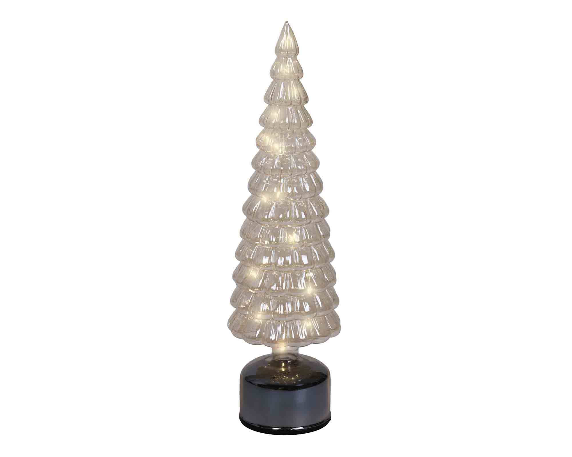 Albero Decorativo Natalizio H.39cm in Vetro con Micro LED Colore Ambra e Luce Bianco Caldo | Kaemingk