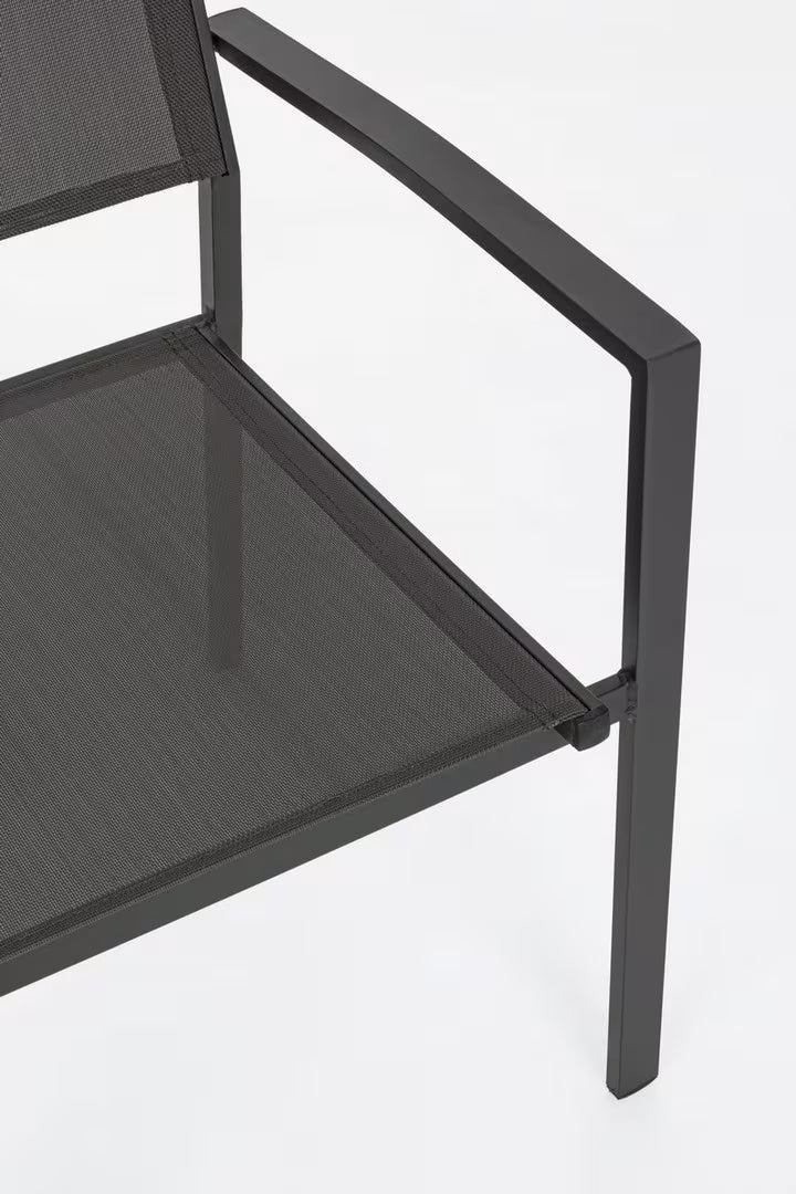 Sedia con Braccioli Bizzotto Hilde Antracite in Alluminio, Design Moderno | 57x60x88 cm