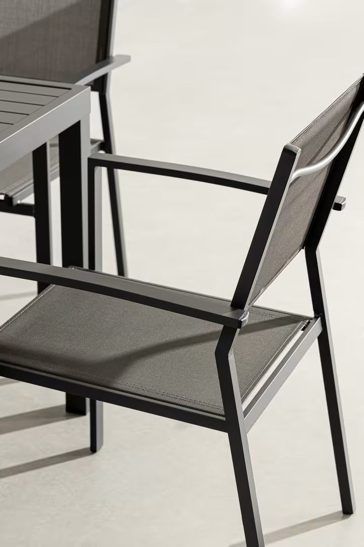 Sedia con Braccioli Bizzotto Hilde Antracite in Alluminio, Design Moderno | 57x60x88 cm