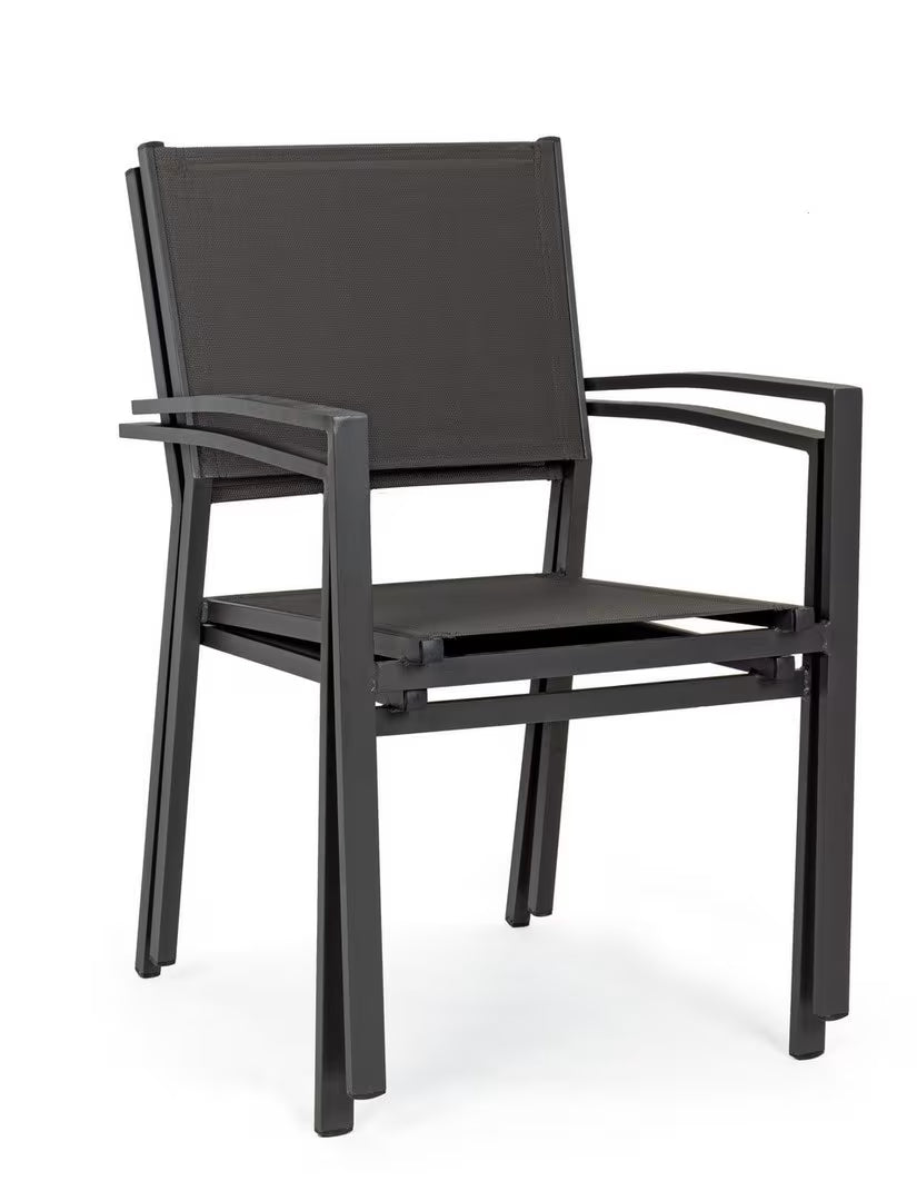 Sedia con Braccioli Bizzotto Hilde Antracite in Alluminio, Design Moderno | 57x60x88 cm