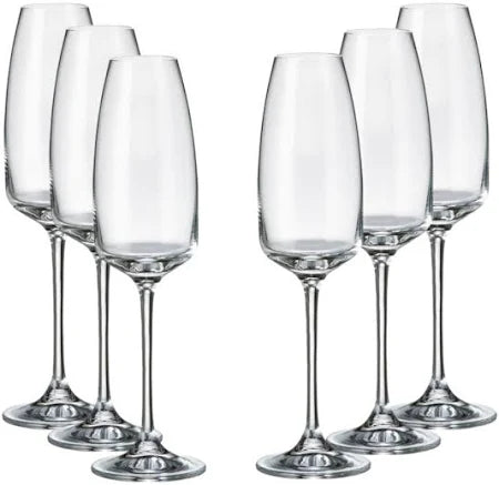 Set 6 Flûte da Champagne o Spumante Ml 290 in Cristallo di Boemia BOHEMIA ANS, Idea Regalo di Natale | Kasanova