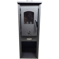 Stufa a Legna BERNA LUX S in Acciaio con Portalegna 7,0 kW Colore Antracite, Piano Cottura Ghisa, H.94 cm | BLIST