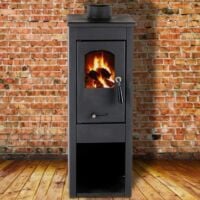 Stufa a Legna BERNA LUX S in Acciaio con Portalegna 7,0 kW Colore Antracite, Piano Cottura Ghisa, H.94 cm | BLIST