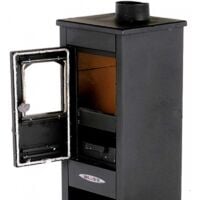 Stufa a Legna BERNA LUX S in Acciaio con Portalegna 7,0 kW Colore Antracite, Piano Cottura Ghisa, H.94 cm | BLIST