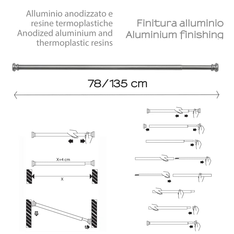Asta doccia estensibile in alluminio 80/135 cm Gedy