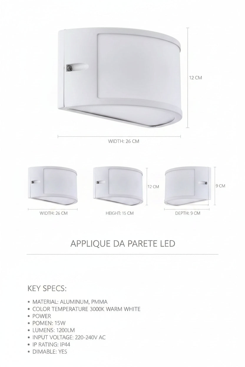 Applique da esterno Catamarca E27 alluminio bianco IP54 Eglo