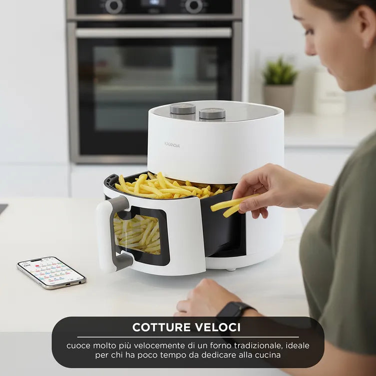Friggitrice ad Aria Calda Digitale da 4,5 Litri W14 (Air Fryer) Funzione Timer e Temperatura Regolabile | Kasanova