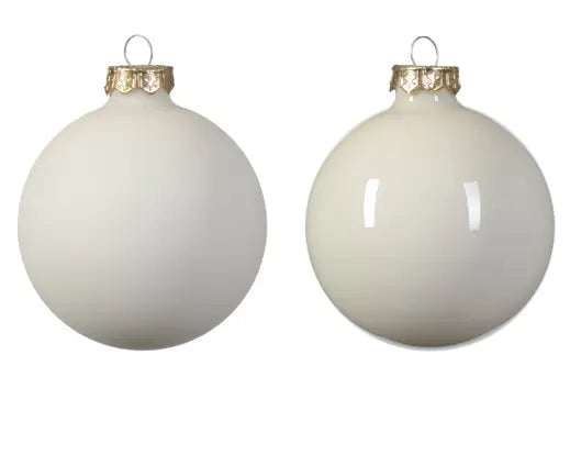 Set 16 Palline di Natale Ø 8 cm in Vetro Bianco Lana Decorazioni Natalizie Kaemingk