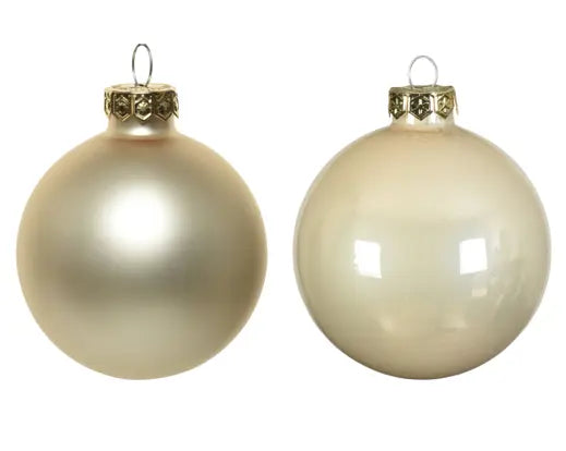 Set 16 Palline di Natale Ø 8 cm in Vetro Color Perla Lucide e Opache Decoris Kaemingk