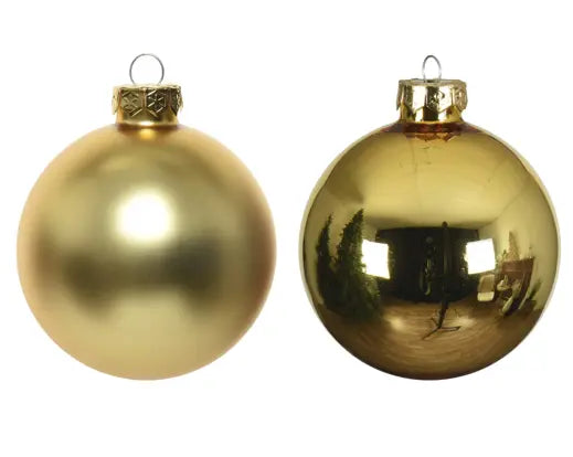 Set 16 Palline di Natale Ø 8 cm in Vetro Oro Chiaro Lucide e Opache Decoris Kaemingk