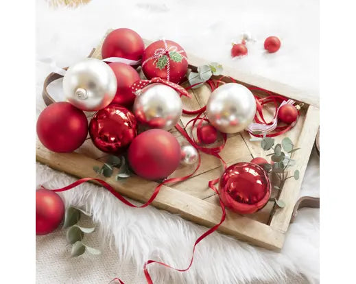 Set 16 Palline di Natale Ø 8 cm in Vetro Oro Chiaro Lucide e Opache Decoris Kaemingk